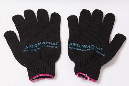 Перчатки  х/б 7 нитка кл.7,5 (цвет Черный) (рисунок Точка)  "АВТОМАГНАТ" (200)